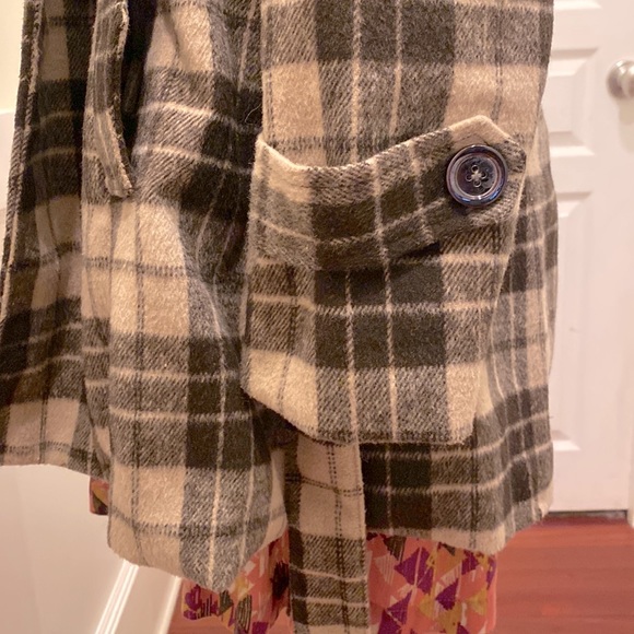 Brown Plaid Pea Coat - Picture 7 of 7